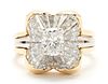 Platinum & Diamond Ballerina Ring w/ 18K Gold Ring Jacket