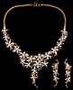 Ladies 22K Gold & Diamond Waterfall Necklace w/ Matching Earrings