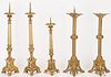 5 Continental Bronze Altar Candlesticks