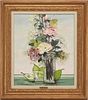 Michel Henry O/C Floral Still Life Painting w/ Pears