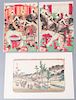 Hiroshige & Chikanobu Woodblock Prints, Three (3)