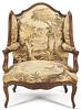 Louis XV Style Armchair or Fauteuil a Oreilles, Aubusson Upholstery