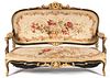 Louis XV Style Rococo Style Canape Settee w/ Needlepoint Seat
