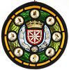 19th C. Stained Glass Window, French Kings & Coat-of-Arms