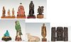 11 Asian Decorative Items, Carved Figures, Buddhas, Travel Shrine