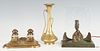 Art Deco Bronze Lamp and Inkwells plus Vase, 3 items