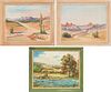 3 American School O/B Paintings, Western Landscapes