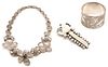 3 Pcs. Sterling Jewelry: Dogwood Necklace, Cuff Bracelet & Designer Belt Clip