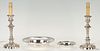 2 Reed & Barton Sterling Silver Bowls + 2 Silverplated Candlestick Lamps, 4 items
