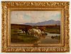 Auguste Bonheur "Return from the Fields" Oil on Canvas