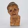 19th c. Continental Wood and Plaster Carved Head