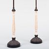 Pair Anglo-Indian Style Painted Bone Fly Whisks Mounted as Table Lamps