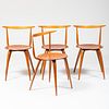 Set of Four George Nelson for Herman Miller Walnut Bentwood 'Pretzel' Chairs
