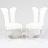 Attributed to Lorin Jackson for Grosfeld House, Pair of 'Glassic' Plexiglas and White Patent Leather 'Corset' Chairs
