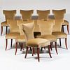 Set of Ten Contemporary Mohair Upholstered Dining Chairs