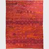 Contemporary Tribal Red, Raspberry, Orange and Gold Flatweave Woven Cotton Carpet