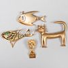 Group of Four Brooches Designed by Jean Cocteau