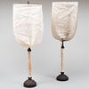 Pair Anglo-Indian Style Painted Bone Fly Whisks Mounted as Table Lamps and a Pair of Noguchi Silk Shades