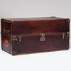 Large Louis Vuitton Brass, Leather, Wood and Card Steamer Trunk