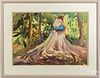 Ray Overpeck watercolor landscape with figure