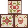 Five framed quilt squares, late 19th c.
