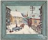 Oil on artist board impressionist winter landscape