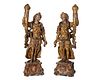 A pair of carved giltwood figures