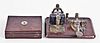 A 19th century pocket microscope and a Tillotson telegraph key with sounder