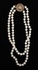A Double Strand Cultured Pearls with Gold Clasp