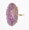 A 14k Gold and Carved Amethyst Ring