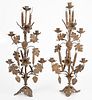 A pair of Continental gilt metal floral candelabra