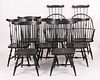 A set of eight black-painted Windsor dining chairs