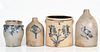 Four American salt glazed stoneware jugs and crocks