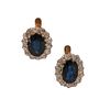18k Gold Antique Earrings with Sapphires & Diamonds