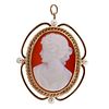 Hand-Carved 14k Gold Cameo Pendant / Brooch
