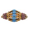 Diamonds, Rubies & turquoises 18k Gold Retro Bracelet