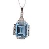 Art Deco Platinum Aquamarine & Diamonds Pendant