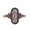 Art Deco 18k Gold & Platinum Ring with Sapphires & Diamonds