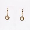 Antique Drop 18k Gold Earrings with Diamonds & Pearls