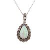Opal & Diamonds Antique Platinum Pendant Necklace
