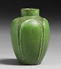 Grueby Pottery Two-Color Matte Green Vase c1905