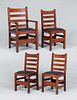 Early Gustav Stickley Tall Ladder Back Dining Chairs c1901