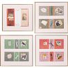 A Collection of Four Framed Mixed Media Decorative Works, 20th Century.