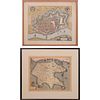 Two Framed Hand-colored Engraved Maps, 19th/20th Century,