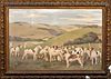 FOX HUNTING HOUNDS & TERRIER PORTRAIT OIL PAINTING