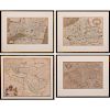 A Group of Four Hand-colored Engraved Maps, 19th/20th Century,