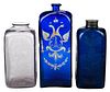 Three Dutch Engraved and Enameled Glass Spirit Decanters