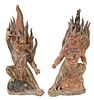Two Polychrome Painted Earth Spirits