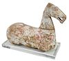 Large Chinese Pottery Horse with Lucite Base