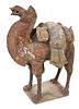 Early Chinese Pottery Camel with Saddle
